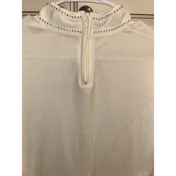 Reba Mcentire Long Sleeve Ivory Mock Neck Rhinestone Sweater small 4-8 - Picture 5 of 7